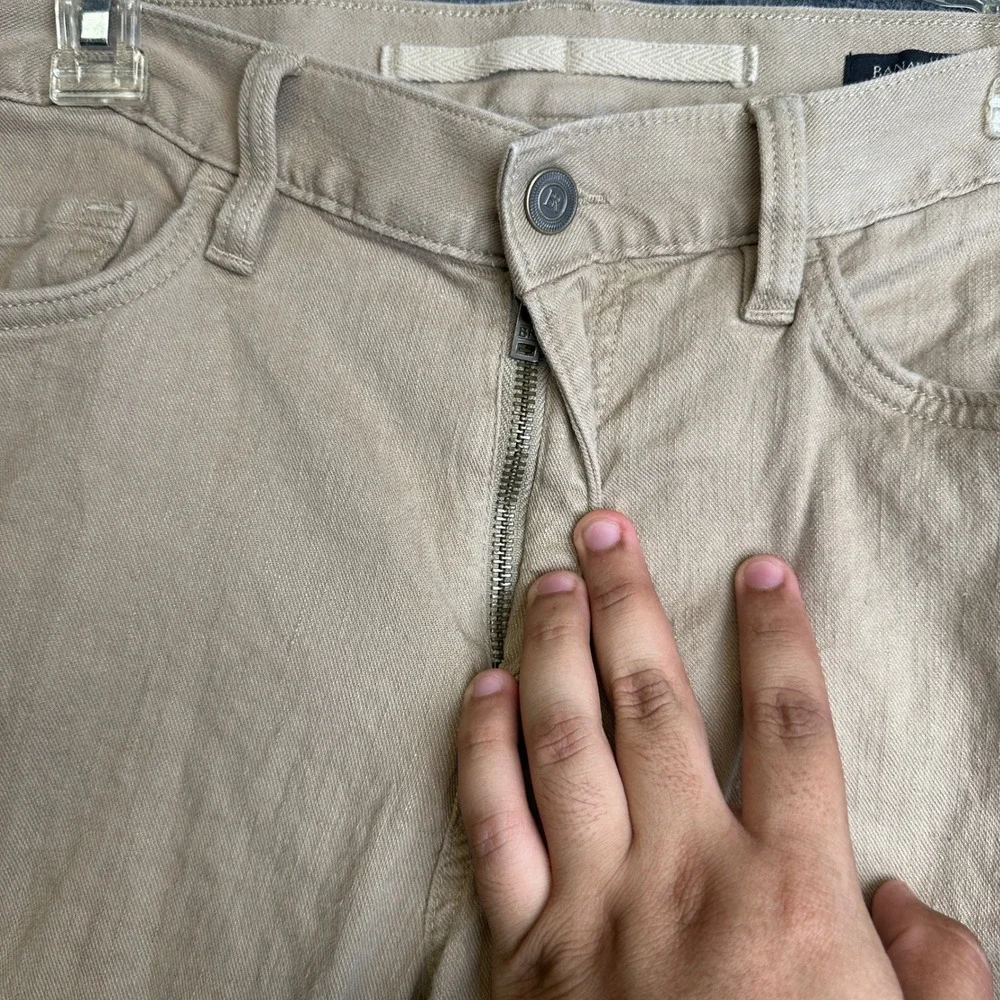 Banana Republic Traveler Pants Mens 30 Tan Maverick Linen Cotton Stretch Chino